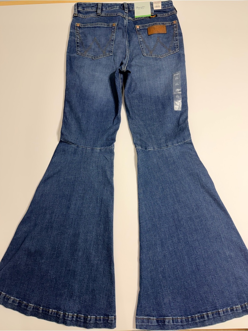 Wrangler Retro Green Jean Trumpet Flare Jeans 30x36 Tall Paige Western NWT - Picture 3 of 16